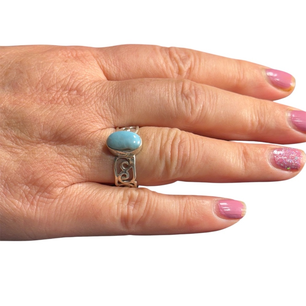 925 sterling silver Amazonite Gemstone handmade ring size 10